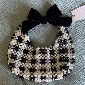 a new day Black and White Beaded Mini Bag